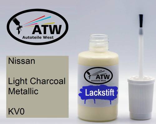 Nissan, Light Charcoal Metallic, KV0: 20ml Lackstift, von ATW Autoteile West.